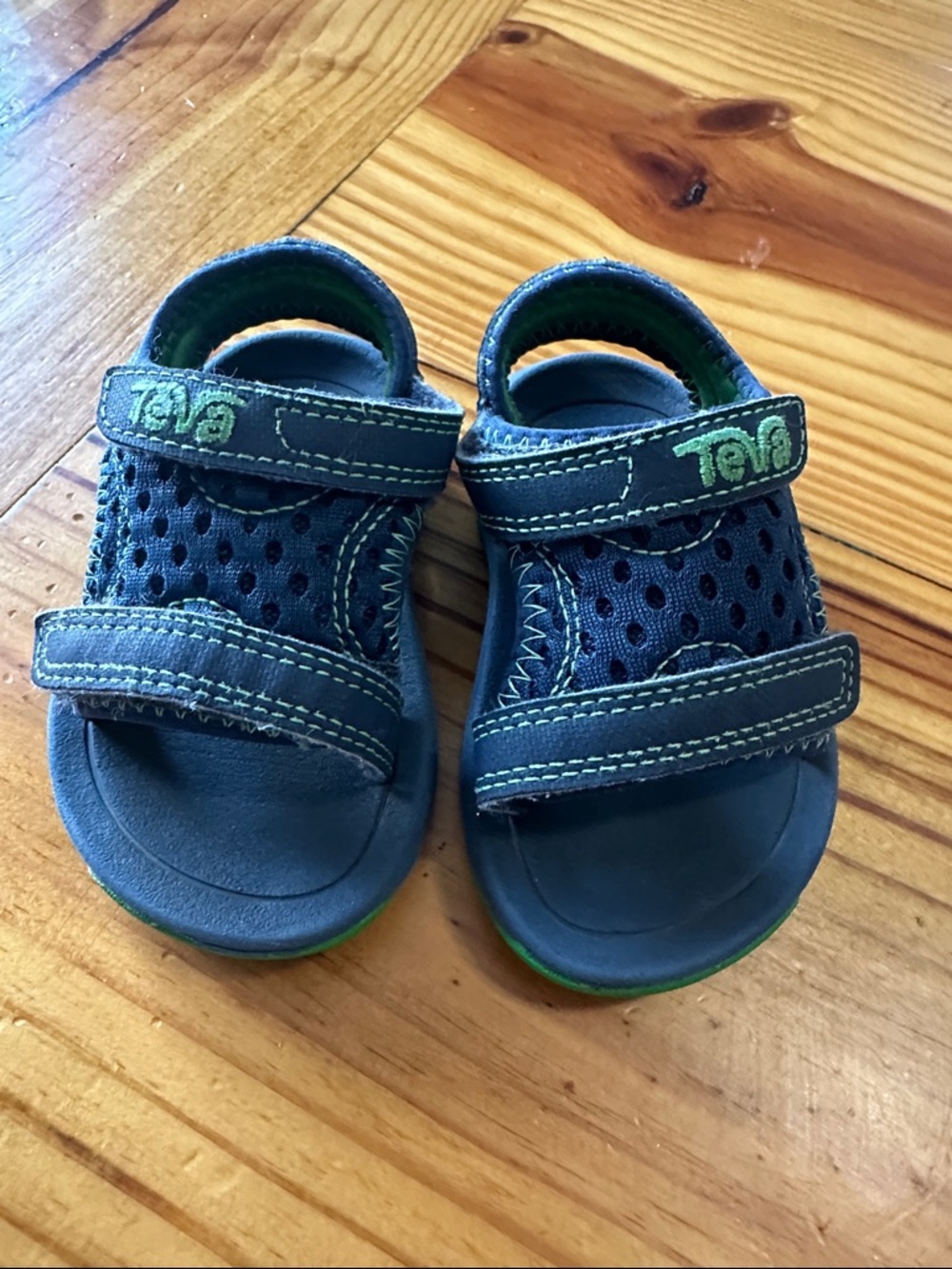 Teva Kids Navy Sandals with Green Accents